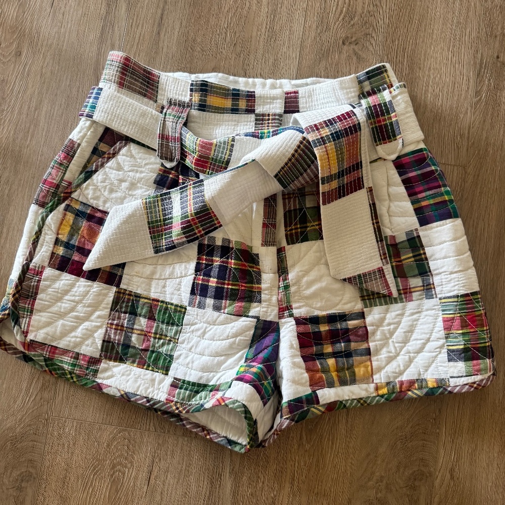 Sezane plaid quilted shorts
